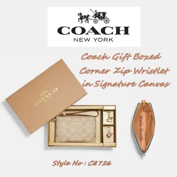 Coach Gift Boxed Corner Zip Wristlet in Signature Canvas - Picture 4 of 6
